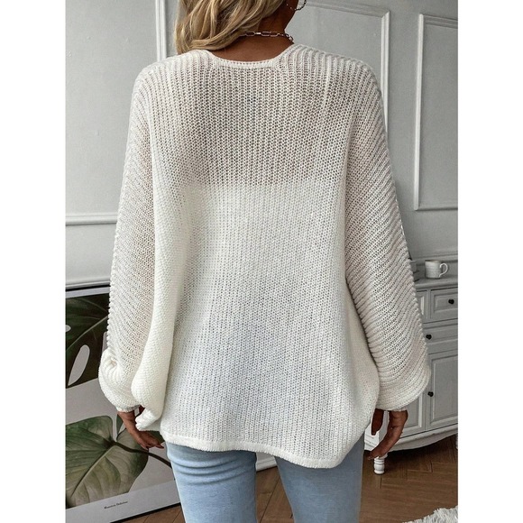 minimalist Batwing Sleeve Open Front knit Cardigan sweater tan beige - Picture 4 of 7